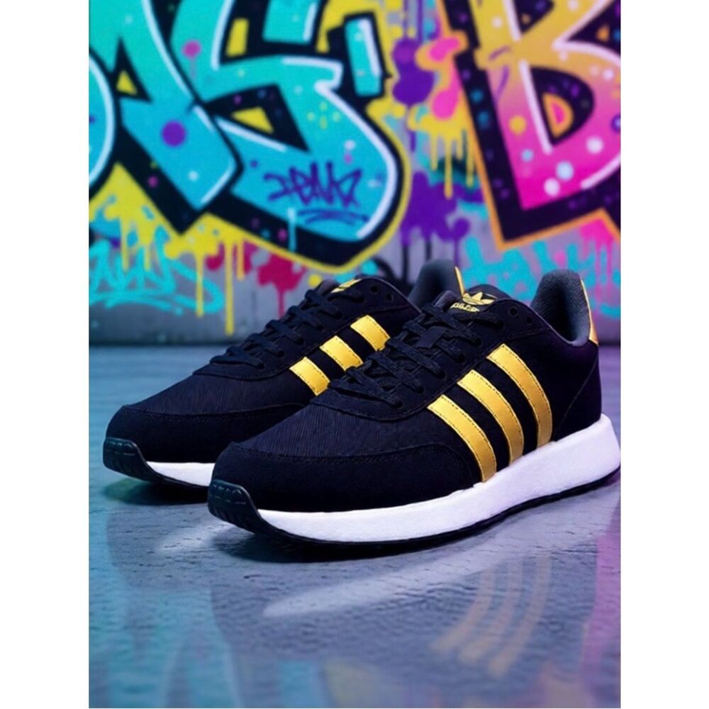 NEW IN BOX Women's Adidas Run 60s 2.0 GX1714 'Black Gold Metallic'🔥